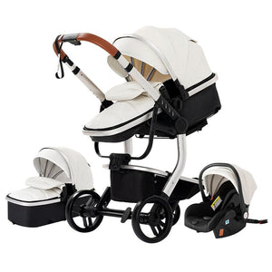 Timeless - 3 in 1 PU Leather Baby Stroller - France to UK & EU / White
