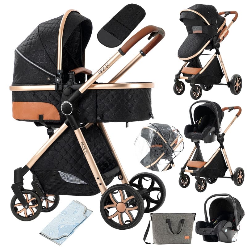 MZCV9Lux - 3-in-1 Baby Stroller - Available in 8 colours - V9 Black Gold - Baby Stroller