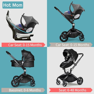 hot mom - elegance f022 - 2 in 1 baby stroller - black